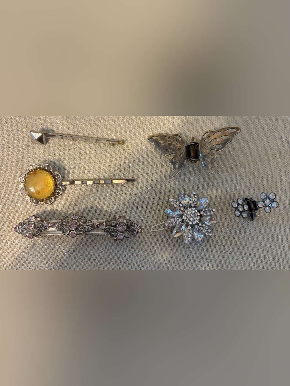 Vintage Silver-Tone Hair Clip - Clear Rhinestone Accent